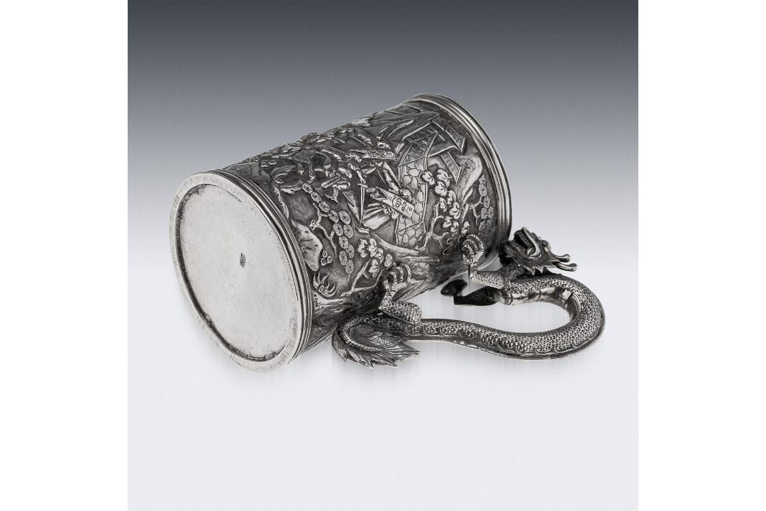A RARE CHINESE EXPORT SOLID SILVER DRAGON MUG, SHAN JI C. 1900 - Image 18 of 25