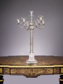 A MASSIVE STERLING SILVER VICTORIAN CANDELABRA OF MILITARY INTEREST, C. 1895