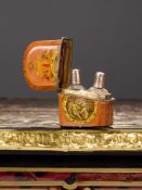 A RARE AND FINE 18TH CENTURY VERNIS MARTIN SCENT BOTTLE SET