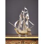 A STERLING SILVER AND SILVER GILT NEF WITH LONDON IMPORT MARKS