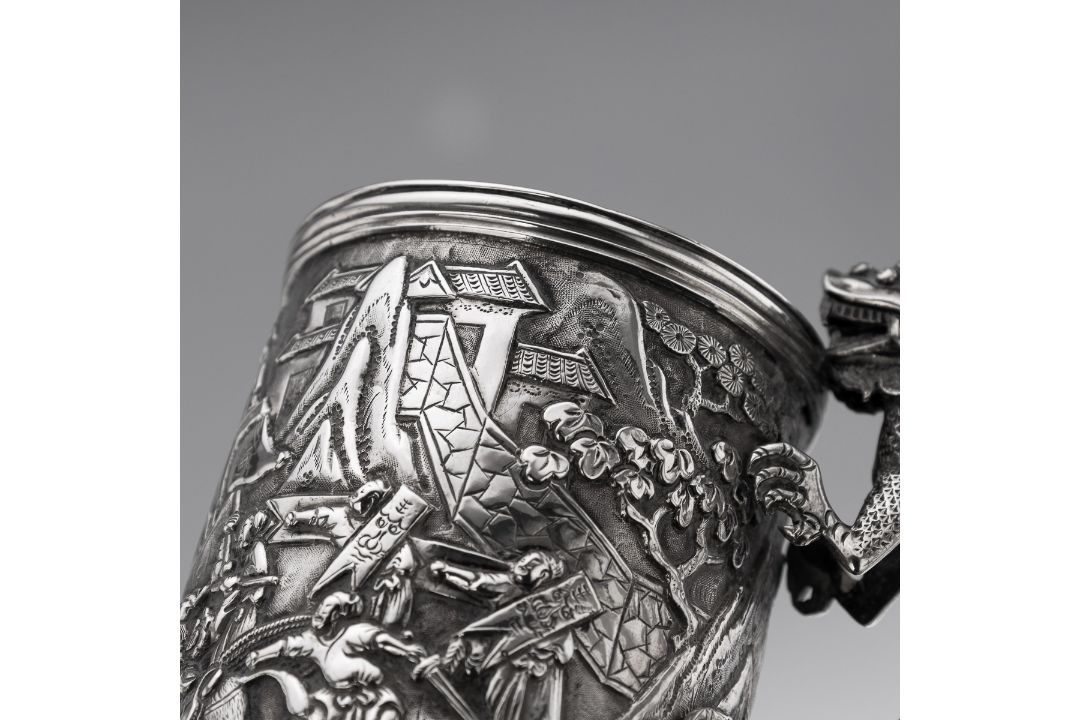 A RARE CHINESE EXPORT SOLID SILVER DRAGON MUG, SHAN JI C. 1900 - Image 21 of 25