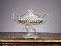 A LARGE SPANISH SILVER BOWL ON STAND BY PASGORCY, 20TH CENTURY