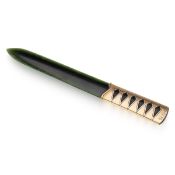 ASPREY & CO.: A 9CT GOLD AND NEPHRITE LETTER OPENER, LONDON, C. 1971