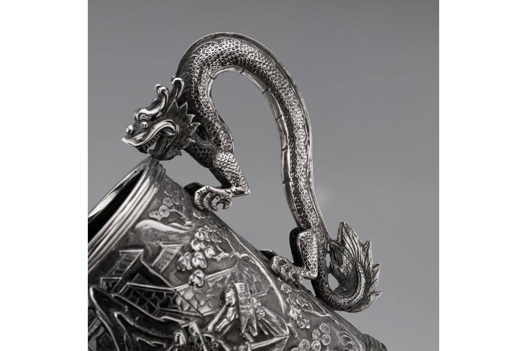 A RARE CHINESE EXPORT SOLID SILVER DRAGON MUG, SHAN JI C. 1900 - Image 6 of 25