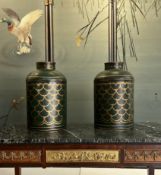 A PAIR OF REGENCY STYLE TOLEWARE TEA CANNISTERS