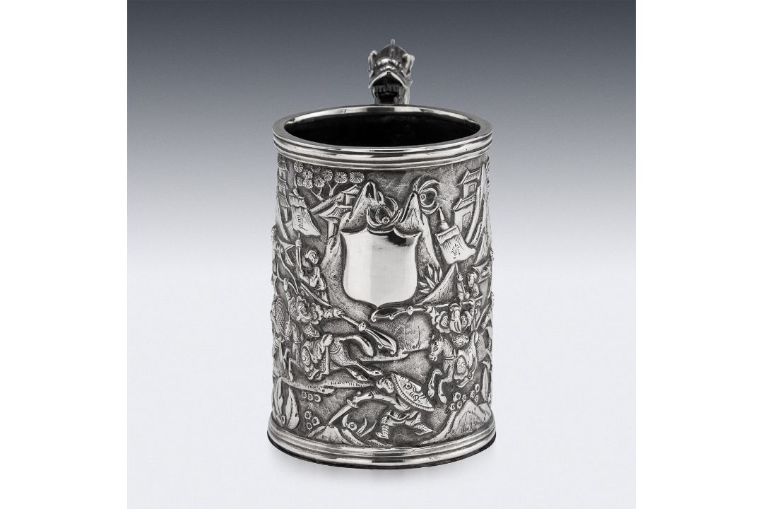 A RARE CHINESE EXPORT SOLID SILVER DRAGON MUG, SHAN JI C. 1900 - Image 8 of 25