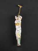 A RARE MID 18TH CENTURY GOLD AND ENAMELLED NEEDLE CASE & SCENT BOTTLE C. 1765