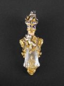 A FINE ROCK CRYSTAL, SILVER GILT AND ENAMEL SCENT BOTTLE PROBABLY BY FROMENT-MEURICE