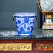 BACCARAT: A 19TH CENTURY BLUE AND CLEAR CRYSTAL GLASS CHAMPAGNE BUCKET