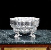 A LARGE ANTIQUE SILVER PUNCH BOWL DECORATED WITH DOLPHINS