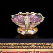 AN EXCEPTIONAL 19TH CENTURY AGATE, SILVER, ENAMEL AND GEM SET BOWL WITH APPLIED EAGLE