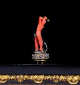 A 17TH / 18TH CENTURY SICILIAN TRAPANI RED CORAL AND GEM SET FIGURAL SEAL