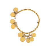 A GOLD CHAIN WITH SIX FULL AND THREE HALF 22CT GOLD SOVEREIGNS