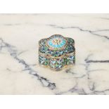 A 19TH CENTURY OTTOMAN CLOISONNE ENAMEL AND SILVER SNUFF BOX