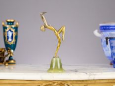 JOZEF LORENZL (1892-1950): AN ART DECO GILT BRONZE AND ONYX FIGURE