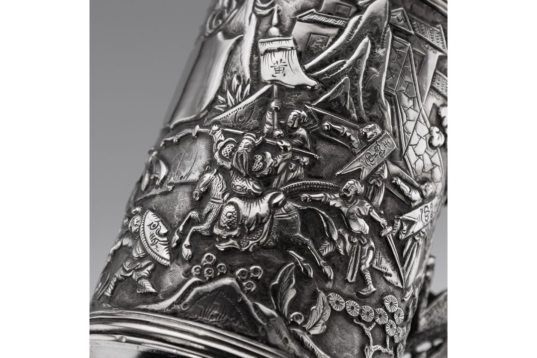 A RARE CHINESE EXPORT SOLID SILVER DRAGON MUG, SHAN JI C. 1900 - Image 12 of 25
