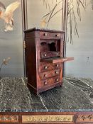 MINIATURE FURNITURE: A LATE 19TH CENTURY FRENCH MAHOGANY AND MARBLE TOPPED SECRETAIRE