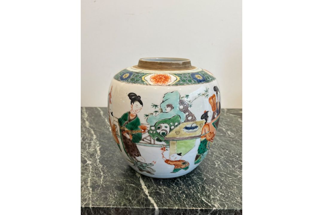 A CHINESE KANGXI FAMILLE VERTE PORCELAIN TEA JAR - Image 6 of 13