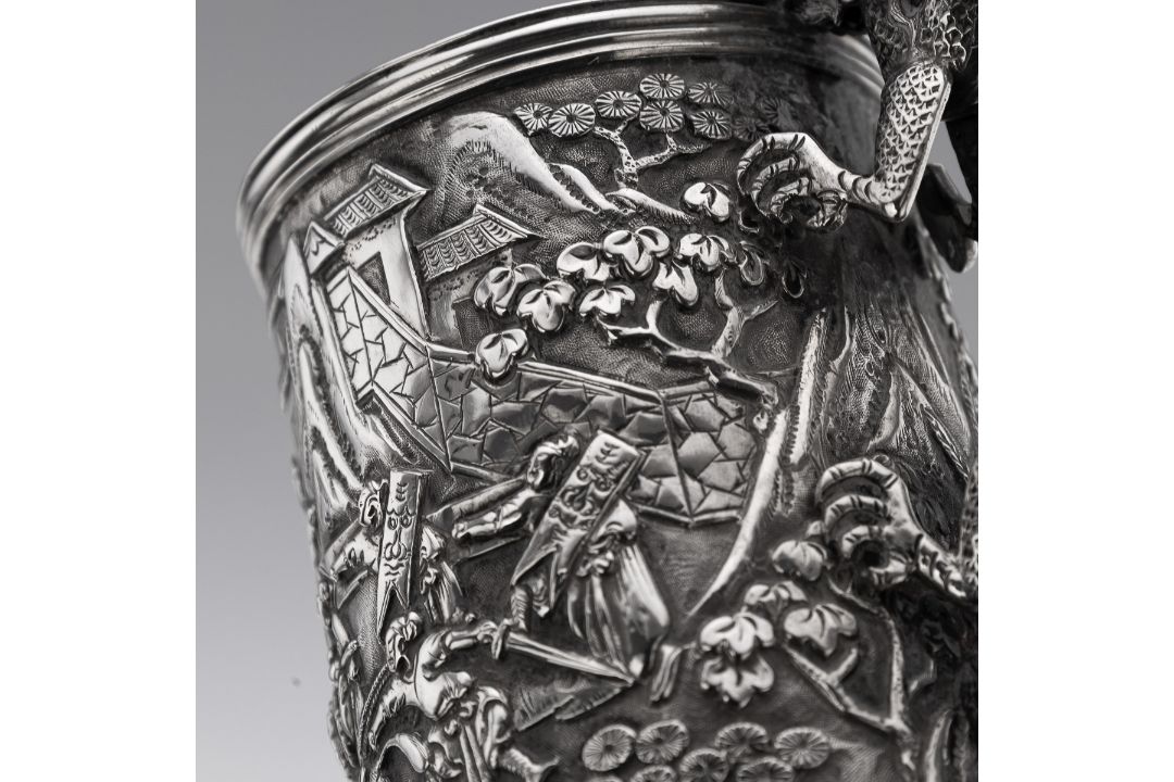 A RARE CHINESE EXPORT SOLID SILVER DRAGON MUG, SHAN JI C. 1900 - Image 20 of 25