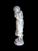 A 19TH CENTURY ITALIAN MARBLE FIGURE OF WINTER