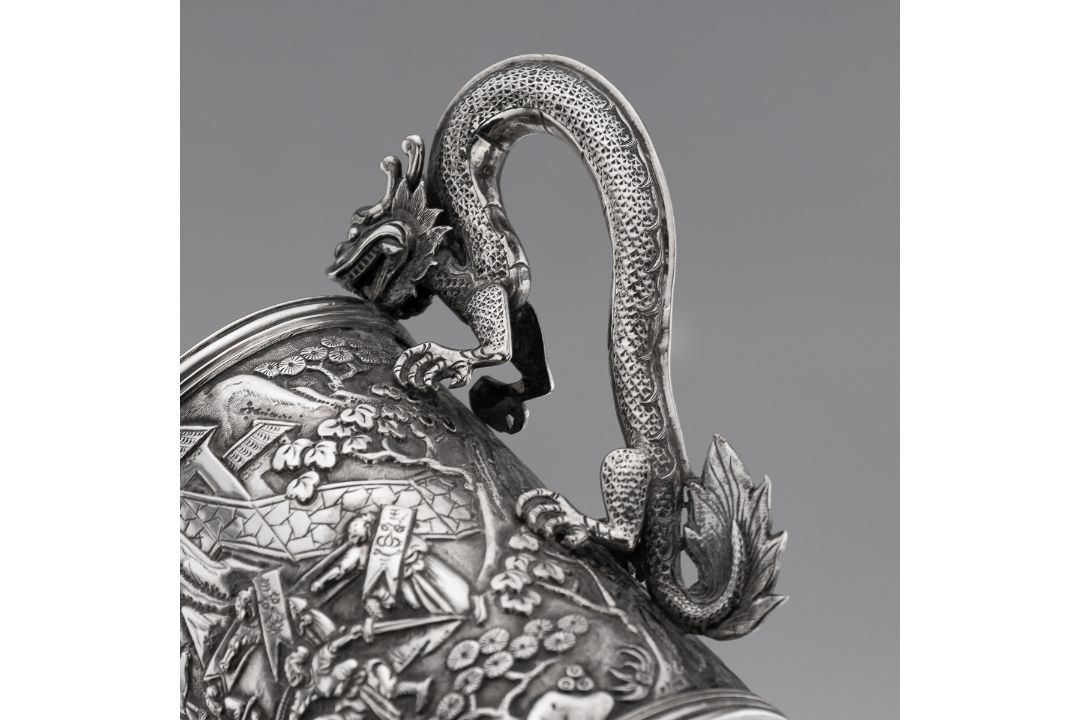 A RARE CHINESE EXPORT SOLID SILVER DRAGON MUG, SHAN JI C. 1900 - Image 7 of 25