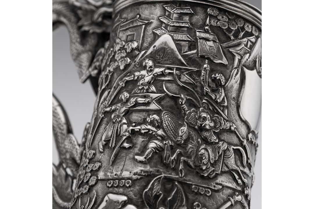 A RARE CHINESE EXPORT SOLID SILVER DRAGON MUG, SHAN JI C. 1900 - Image 17 of 25