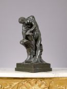 A 19TH CENTURY BRONZE FIGURE OF MILO OF CROTON AFTER DUMONT