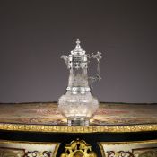 A FINE VICTORIAN STERLING SILVER AND GLASS CLARET JUG, BIRMINGHAM, 1870, JOHN GOUGH