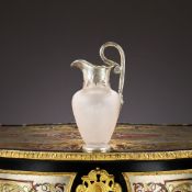 A FINE VICTORIAN SILVER AND FROSTED GLASS CLARET JUG, LONDON, 1858, CHARLES FOX & GEORGE FOX