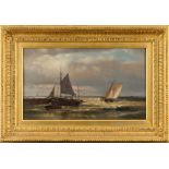 ABRAHAM HULK SNR. (BRITISH, 1813-1897): DUTCH SKAAGS ON A CHOPPY SEA
