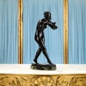 AUGUSTE PUTTEMANS (1886-1922): A BRONZE MODEL OF A BACCHANTE WITH PIPES C. 1917