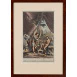 AN 18TH CENTURY HAND COLOURED ETCHING OF ESAU BY G. HOET, C. 1728