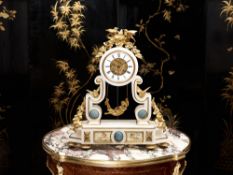 A LATE 19TH CENTURY FRENCH SWINGING PENDULUM MANTEL CLOCK