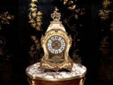 AN 18TH CENTURY STYLE ITALIAN PAINTED BRACKET CLOCK