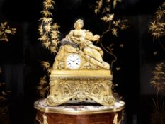 A LARGE EARLY 19TH CENTURY GILT BRONZE MANTEL CLOCK FOR THE OTTOMAN MARKET