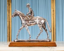 A SILVER MODEL OF A HORSE AND JOCKEY TROPHY FOR WELSH DERBY, CHEPSTOW, 1986