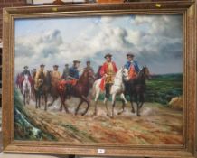 A oil on canvas Armstrong military study of figures on horseback