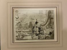 Rembrandt - A lithograph print mounted 20 x 26 cm