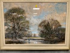 RW Dickens, a large mixed media study of a fisherman 52 x 76 cm