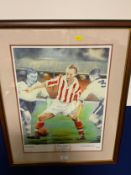 Two framed Stanley Matthews prints signed limited edition. (2)