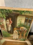 A small collection of assorted pictures and prints to include a unframed pears soap style example