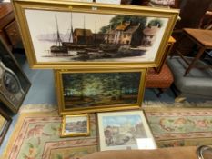 Two Kevin Platt oil on canvas paintings together with a print of the view of Walsall and another