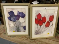 A pair of framed and glazed floral prints