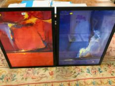A pair of large framed and glazed prints by Peter Wileman comprising Red Horizon and