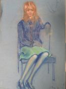 Harold Riley pastel study of a seated woman