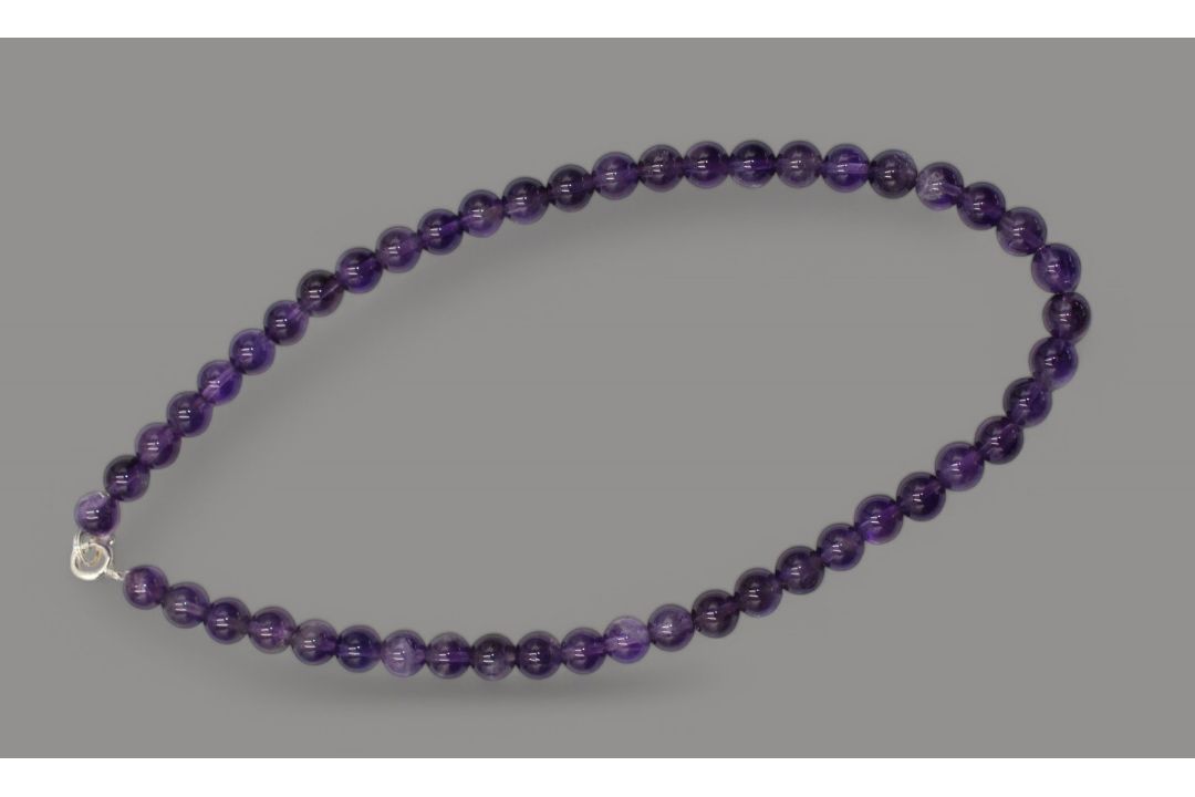 Halskette, polierte Amethyst-Kugeln, ca. L-38cm - Bild 1 aus 2