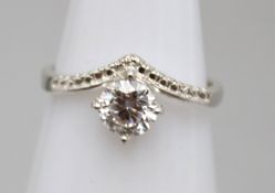925er Moissanite-Ring, ca. 0,8ct, RG 54, anbei Zertifikat