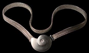 breites Collier "Pierre Lang", versilbert mit klaren Stein, Magnetschliesse5 L-ca. 45 cm