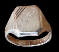 Siegelring-925-, Buchstaben MH, RG 63, 7,7 gr.