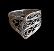 Filigraner Silberring, RG 58, 3,6 gr